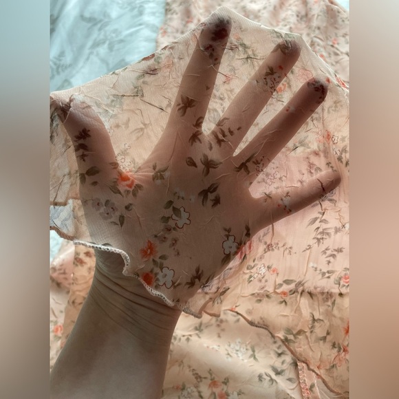 Y2K Pink Floral Cowl Neck Midi Slip Dress 6 Crinkle Fairycore Ethereal Hoco Prom - Picture 4 of 9